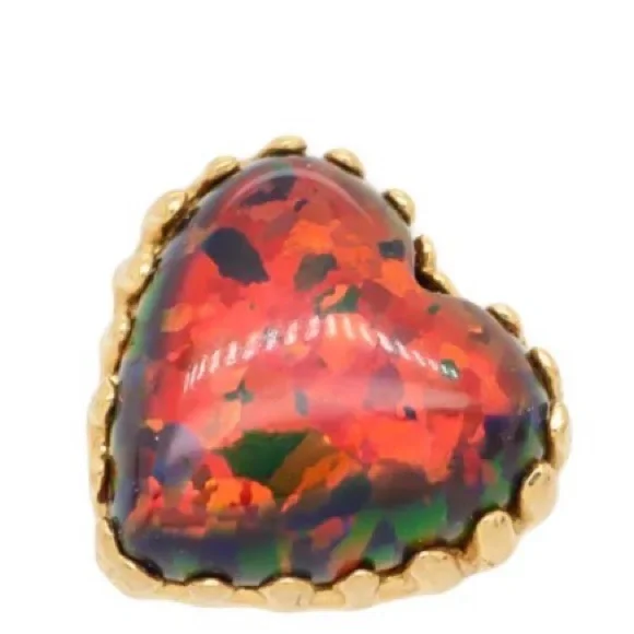 14KT Gold Red Anatometal Heart Top 14G Internally Threaded - Picture 3 of 3